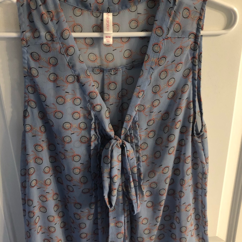 Tie front sleeveless blouse